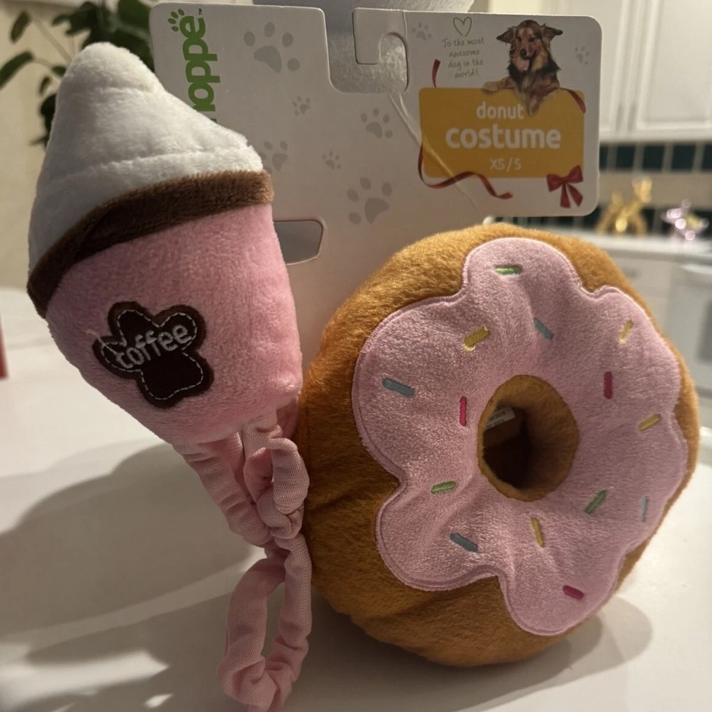 Donut & Coffee Plush Dog Halloween costume MWT XS/S Size Small